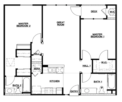 2BR/2BA Plan B floor plan
